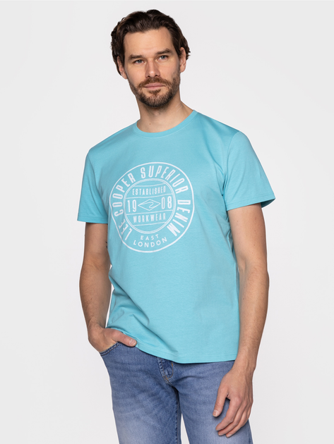 Koszulka męska bawełniana Lee Cooper STAMP4-2404 M Błękitna (5904347395698) - obraz 2