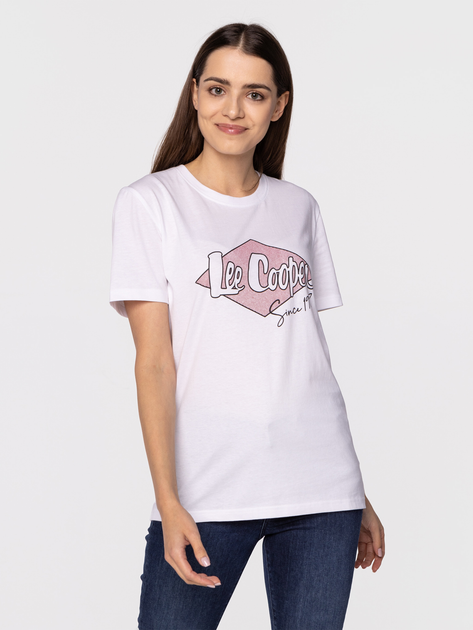 Koszulka damska bawełniana Lee Cooper BRAND9-9020 S Biała (5904347396558) - obraz 3