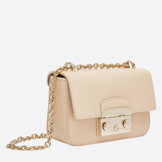 Torebka crossbody damska skórzana Furla Metropolis Beżowa (8050597394435) - obraz 3