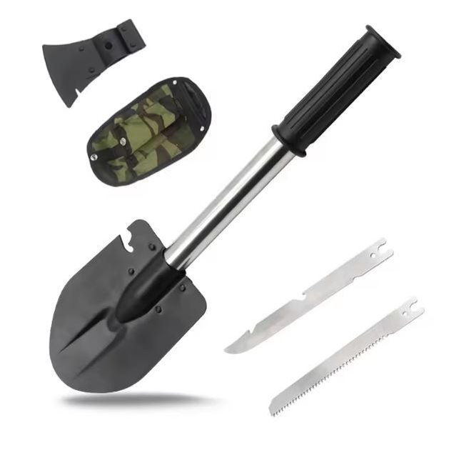 Многофункциональная складная туристическая лопата 4 в 1 (лопата, топор, пила, нож с зазубринами) - изображение 1