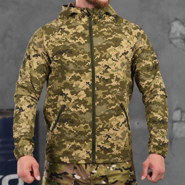 Чоловіча легка куртка з капюшоном Fuzz мембранна стрейч тканина піксель розмір M - зображення 1
