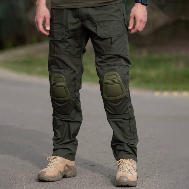 Мужские штаны с наколенниками G2 R&M рип-стоп олива размер M - изображение 1