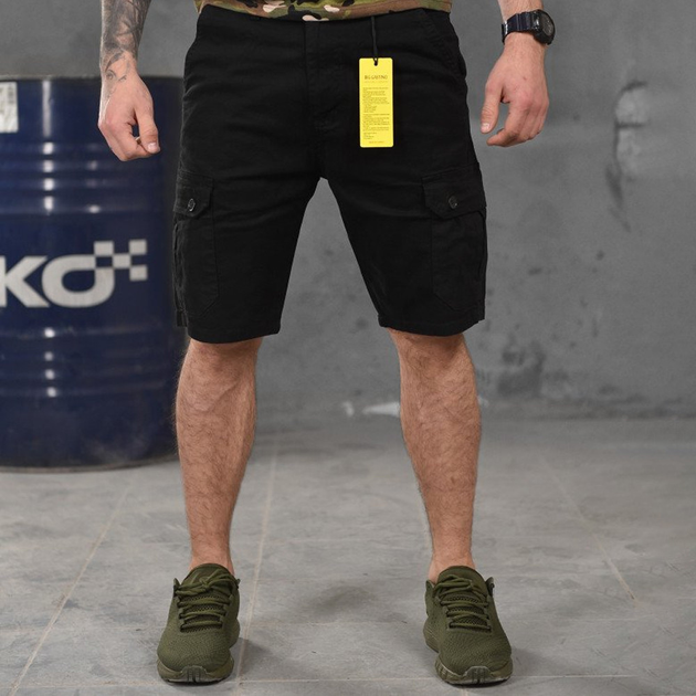 Чоловічі шорти Loshan котон з лямками під ремінь чорні розмір M - зображення 1