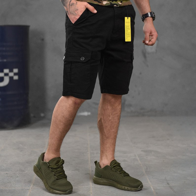 Мужские шорты Loshan коттон с лямками под ремень черные размер S - изображение 2