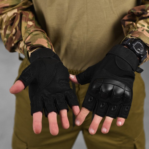 Беспалые перчатки с защитными накладками Outdoor Tactics черные размер 2XL - изображение 1