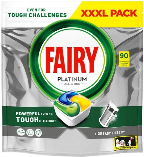 Kapsułki do zmywarki Fairy Platinum Cytryna 90 szt (8700216237116) - obraz 1