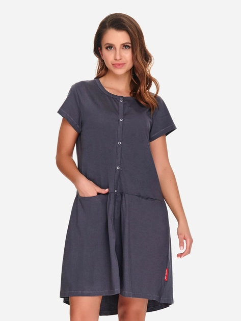 Нічна сорочка жіноча бавовняна для вагітних Doctor Nap TCB.9445 XL Графітова (5902701149833) - зображення 1