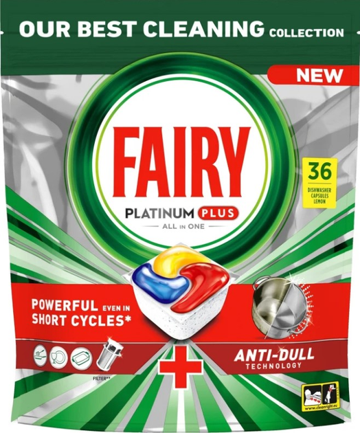 Kapsułki do zmywarki Fairy Platinum Plus Cytryna 36 szt (8700216236232) - obraz 1
