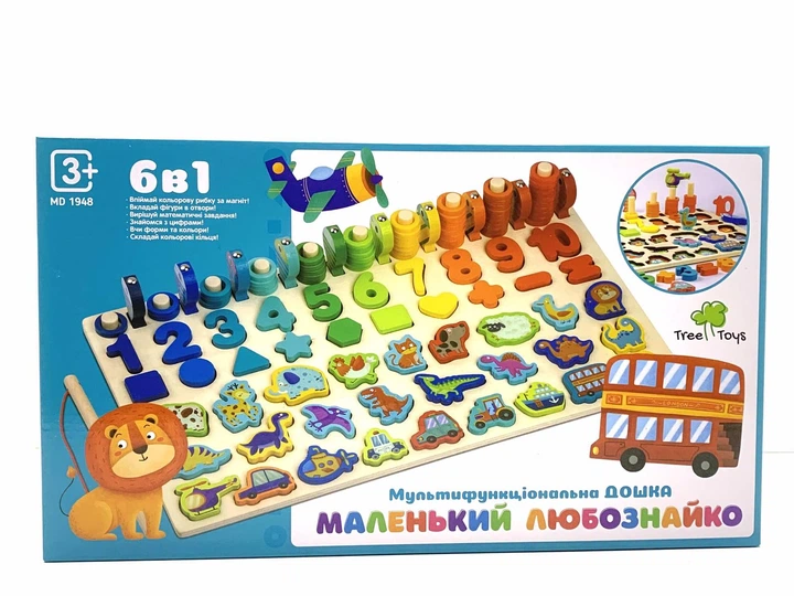 Деревянная игрушка Tree Toys Многофункциональная доска магнитная рыбалка цифры фигурки (MD 1948) - изображение 5