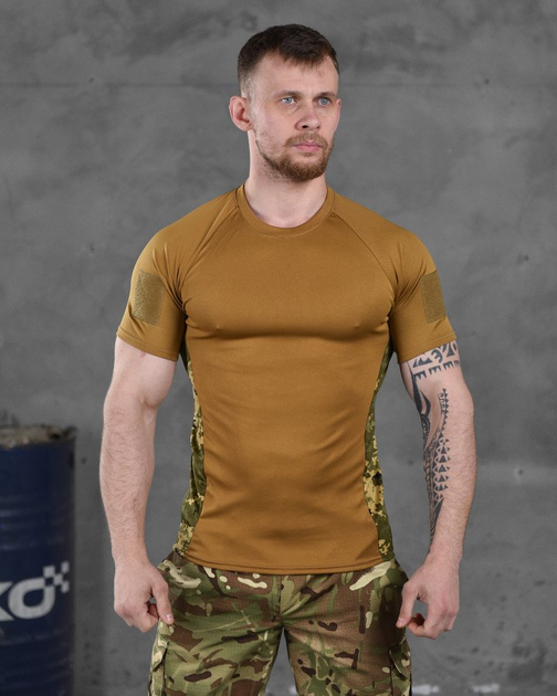 Тактическая потоотводящая футболка кайот вставки пиксель XXXL - изображение 1