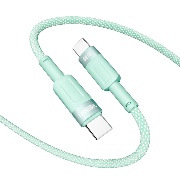 Кабель для зарядки и обмена данными USB YOKI YK-ST41 STYLE Series Type-C to Type-C 60W (3A/20V) 1.2m Зеленый - изображение 4