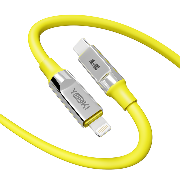 Кабель для заряджання та обміну даними USB YOKI YK-UL61 ULTRA Series Type-C to Lightning 30W (3A/10V) 1.2m Yellow - Фото 4 Кабель для заряджання та обміну даними USB YOKI YK-UL61 ULTRA Series Type-C to Lightning 30W (3A/10V) 1.2m Yellow - зображення 4