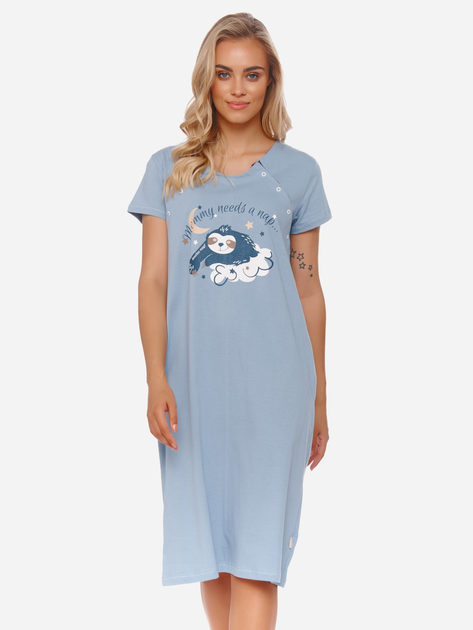 Нічна сорочка жіноча бавовняна Doctor Nap TCB.9992 XL Блакитна (5903622060207) - зображення 1