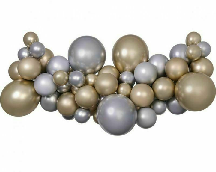 Гірлянда з повітряних кульок Godan Diy Shine Сріблясто-золота 65 шт (8021886031386) - зображення 1