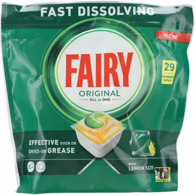 Капсулы для посудомоечных машин Fairy Original All In One Лимон 29 шт ...