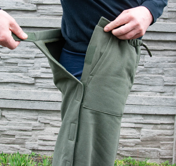 Адаптивные штаны Кіраса при травмах ног олива двунитка с начосом one size 4221 - изображение 2