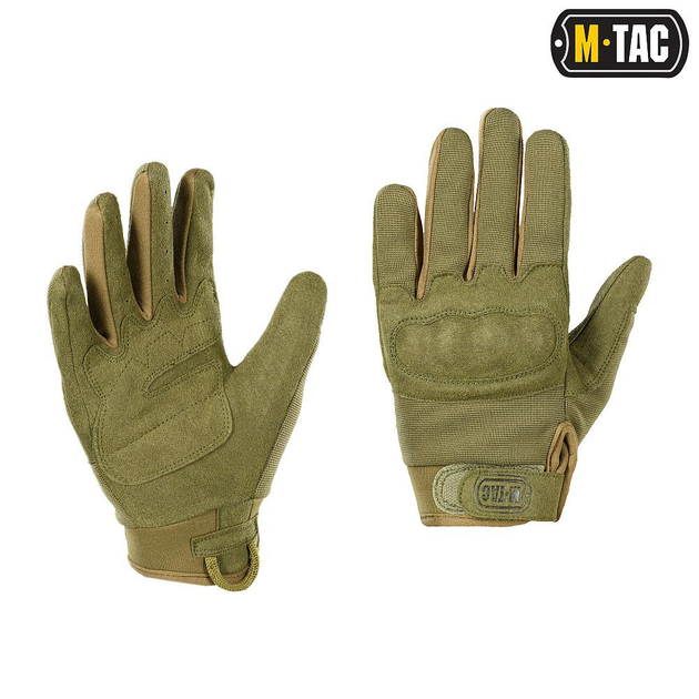 Стрілецькі тактичні рукавички з інтегрованим захистом кістячок та липучкою на зап'ясті M-Tac Assault Tactical Mk.5 Olive (Оливкові) Розмір S - зображення 1