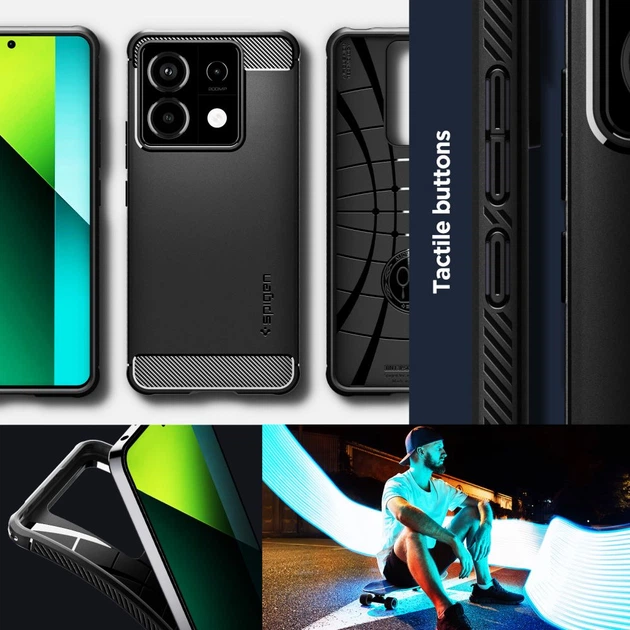 Чехол Spigen Rugged Armor для Xiaomi Redmi Note 13 Pro 5G / Poco X6 5G Matte Black (ACS07254) - Фото 5 Чехол Spigen Rugged Armor для Xiaomi Redmi Note 13 Pro 5G / Poco X6 5G Matte Black (ACS07254) - изображение 5