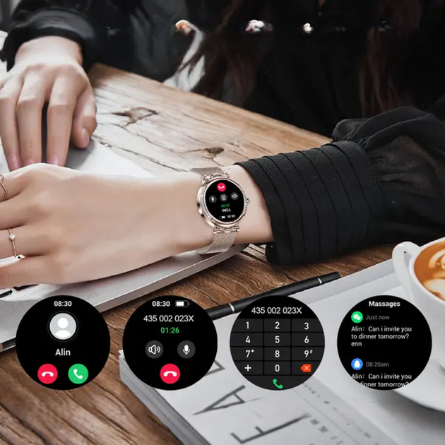 Смарт часы Smart Caring Fashion Vip Женские 2 ремешка Gold - изображение 9