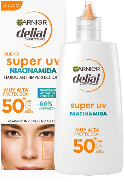 Fluid przeciwsłoneczny do twarzy Garnier Delial Super UV Niacinamide SPF 50+ 40 ml (3600542573696) - obraz 1