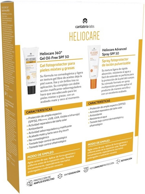 Zestaw Heliocare 360 Oil Free Żel do skóry mieszanej i tłustej SPF 50 ml + Spray przeciwsłoneczny SPF 50 75 ml (8436574363449) - obraz 2