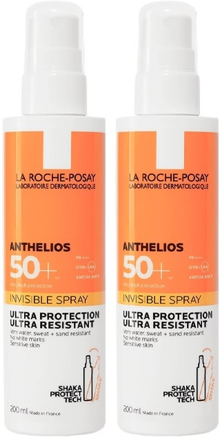 Spray przeciwsłoneczny do ciała La Roche Posay Anthelios Invisible SPF 50+ 2 x 200 ml (8431567616427) - obraz 1