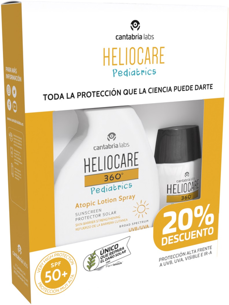 Zestaw Heliocare 360 Pediatrics Krem przeciwsłoneczny SPF 50 50 ml + Spray-lotion przeciwsłoneczny SPF 50 75 ml (8436574363418) - obraz 1