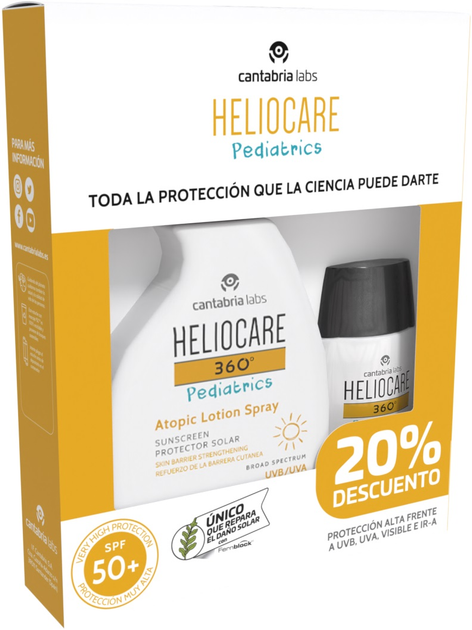 Набір Heliocare 360 Pediatrics Сонцезахисний крем SPF 50 50 мл + Сонцезахисний спрей-лосьйон SPF 50 75 мл (8436574363418) - зображення 1