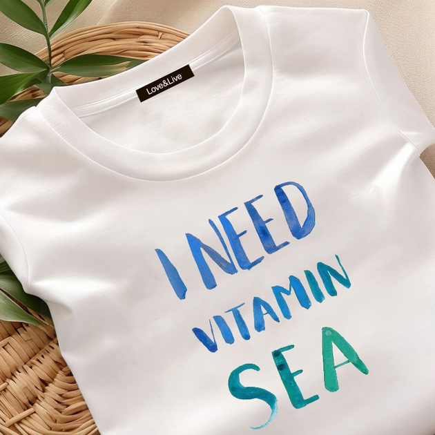 Акція на Футболка бавовняна жіноча Love&Live I need vitamin sea LLP04734 XS Біла від Rozetka