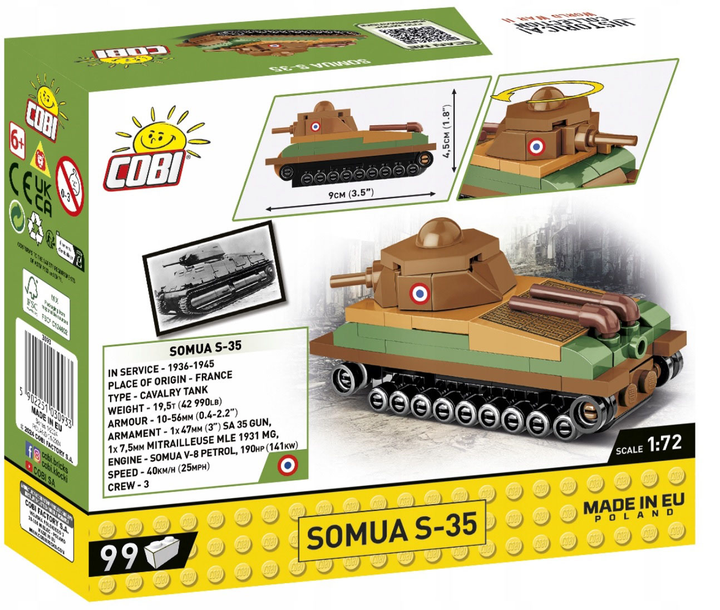 Klocki konstrukcyjne Cobi Historical Collection World War II Somua S-35 99 elementów (5902251030933) - obraz 6