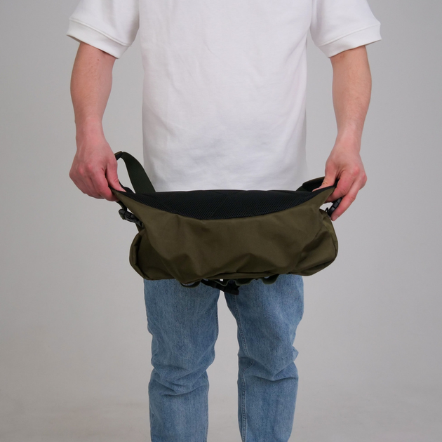 Вмістка нагрудна чоловіча бананка / сумка через плече хакі колір - зображення 2