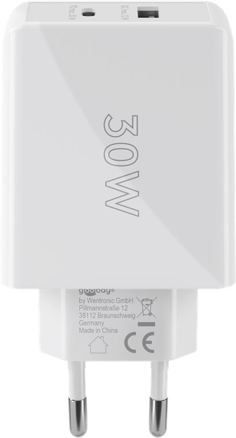 Ładowarka sieciowa Goobay USB-C PD Dual Fast Charger 30W White - obraz 3