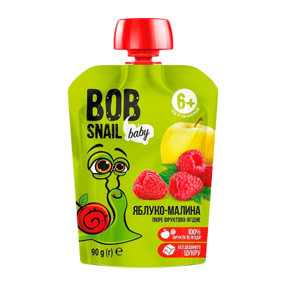 Пюре Фруктовое Bob Snail Яблуко-Малина для Дітей від 6 Місяців - Фото 1 Пюре Фруктовое Bob Snail Яблуко-Малина для Дітей від 6 Місяців - зображення 1