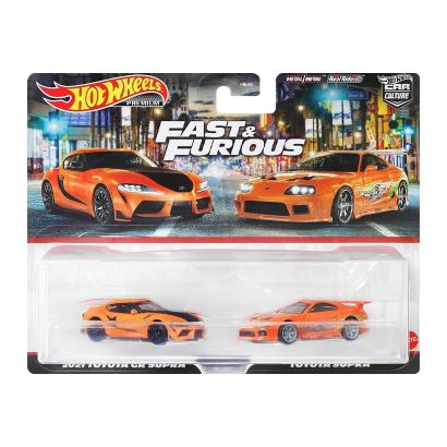 Машинка Premium 2шт Hot Wheels 2021 Toyota GR Supra / Toyota Supra Fast & Furious 2-Packs 1:64 HKF54 Orange - Фото 1 Машинка Premium 2шт Hot Wheels 2021 Toyota GR Supra / Toyota Supra Fast & Furious 2-Packs 1:64 HKF54 Orange - зображення 1