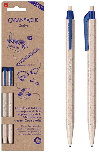 Набір ручок Caran d'Ache Шариковых 825 Wood Chips 2 шт (7630002344876) - зображення 1