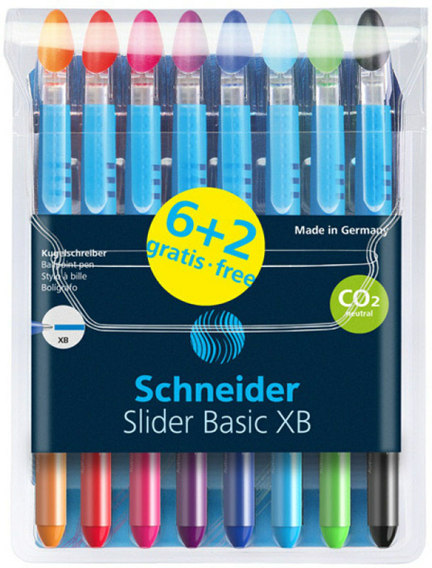 Zestaw długopisów Schneider Slider Basic XB 8 szt (4004675106919) - obraz 1