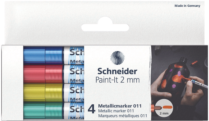 Набір акрилових маркерів Schneider Paint-It Metallic ML01111502 2 мм 4 шт (4004675151773) - зображення 1