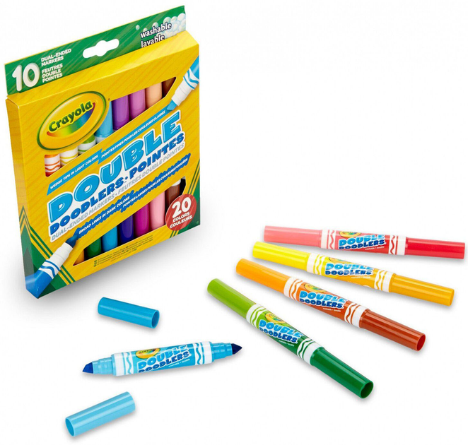 Zestaw markerów dwustronnych Crayola Zmywalne Doodlers 10 szt(71662083113) - obraz 2