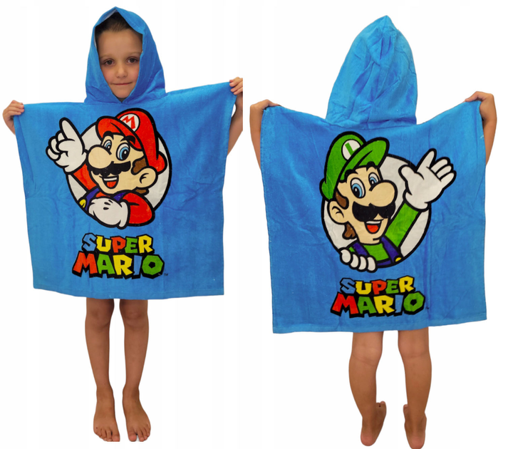 Ręcznik poncho kąpielowe Kids Euroswan Super Mario 60 x 120 cm (8435507873710) - obraz 2