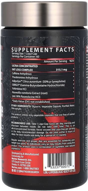 Lipo 6 black Ultra Concentrate, 60 caps