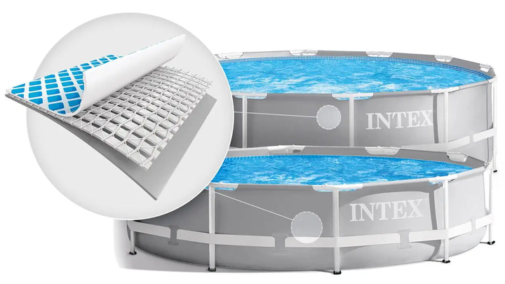 Каркасний басейн Intex 26716-2 Prism Frame Pool 366 х 99 см з фільтр-насосом,сходами,тентом та підстилкою 8592 літ - зображення 4