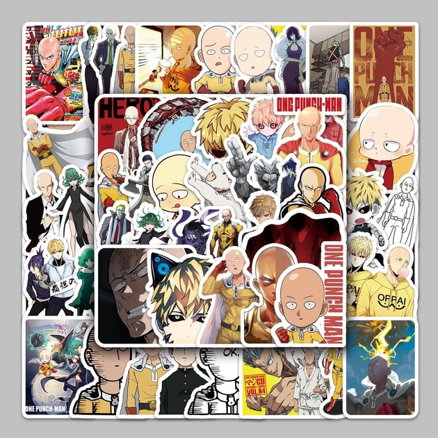 Набір вінілові наклейки стікери на авто телефон ноутбук аніме One-Punch Man Ванпанчмен 10шт - Фото 3 Набір вінілові наклейки стікери на авто телефон ноутбук аніме One-Punch Man Ванпанчмен 10шт - зображення 3