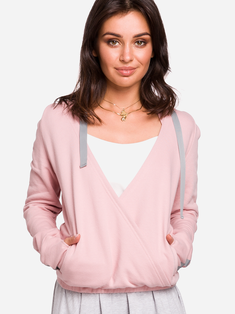 Bluza damska z kapturem elegancka BeWear B127 L Różowa (5903068448621) - obraz 1