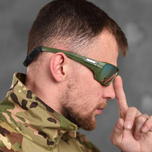 Защитные очки Rollbar с четырьмя сменными линзами и чехлом олива универсальный размер - изображение 2