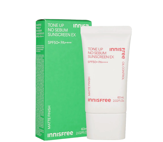 Тонувальний сонцезахисний крем Innisfree Tone Up No Sebum Sunscreen EX SPF50+ PA++++ 60ml - Фото 2 Тонувальний сонцезахисний крем Innisfree Tone Up No Sebum Sunscreen EX SPF50+ PA++++ 60ml - зображення 2