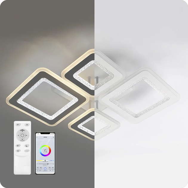 Люстра светодиодная 517 Xlight RGB с пультом 124Вт Белый (01985) - изображение 6