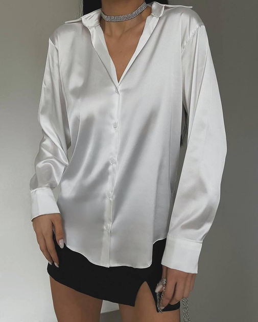 Женская шелковая рубашка 331 ww oversize 42-46 белая от продавца ...