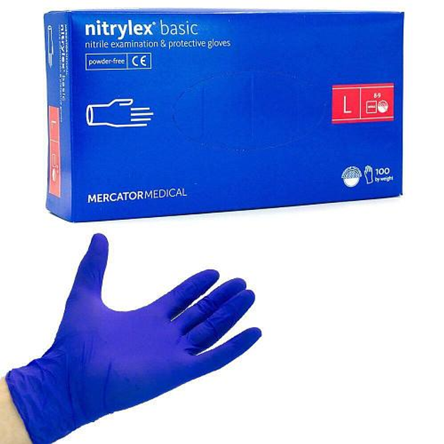 Одноразовые перчатки виниловые синие размер L (50пар) - изображение 1