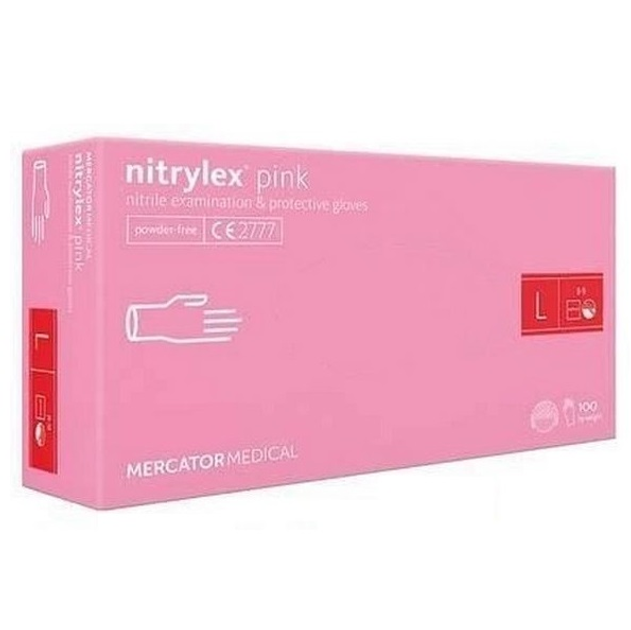 Перчатки нитриловые розовые размер L (50пар) - изображение 1