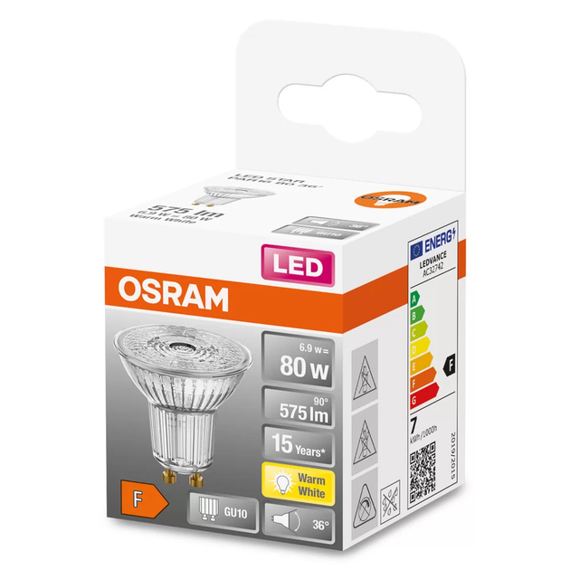Лампа OSRAM LED GU10 6.9Вт 2700К 575Лм PAR16 - изображение 4